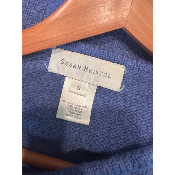 Susan Bristol Mohair Boat Neck Sweater Cocktail Blue Ombre Sequins Size Small JL - Picture 6 of 7